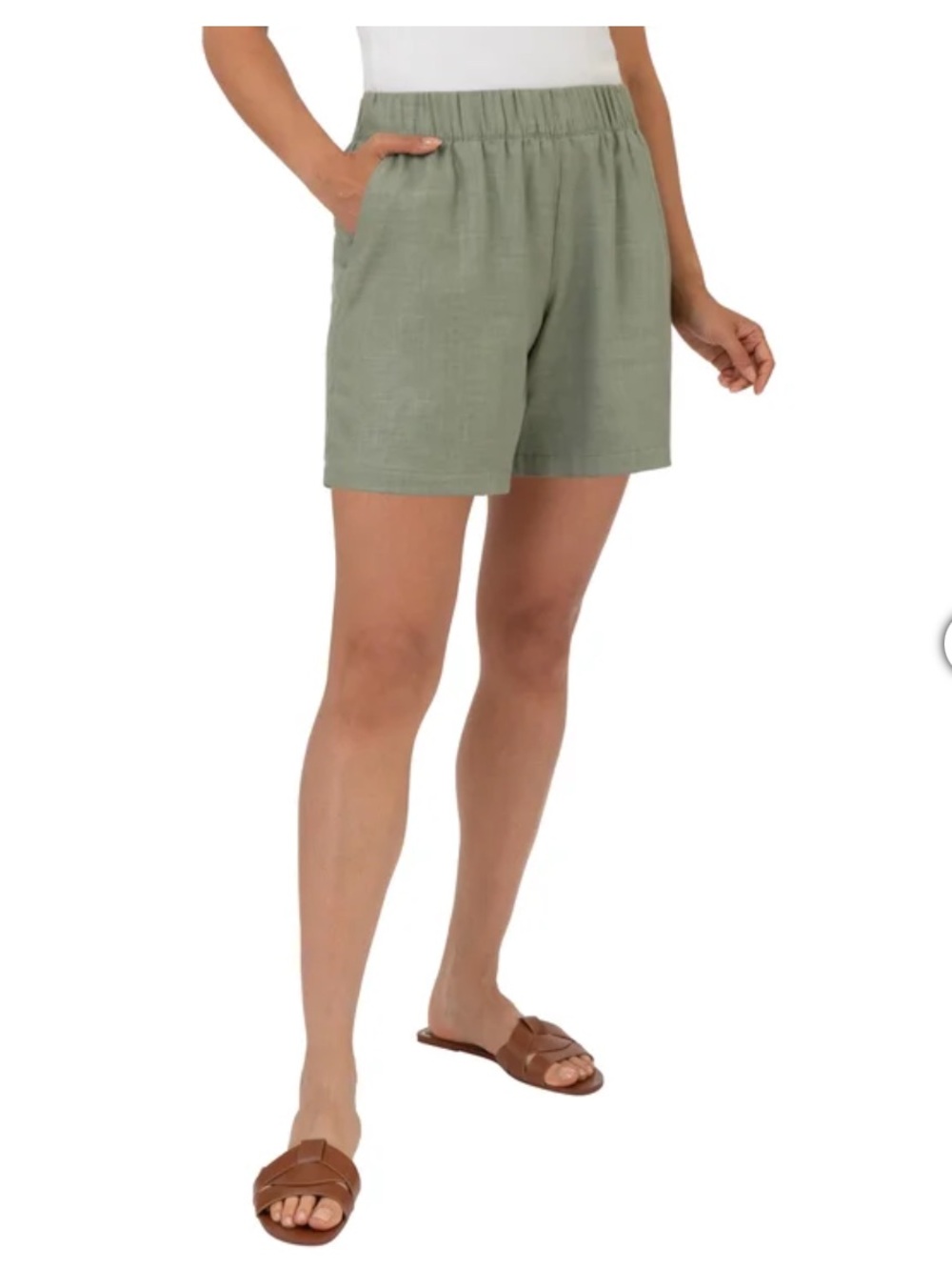 Blank NYC Women's Olive Linen-Blend Shorts XS
